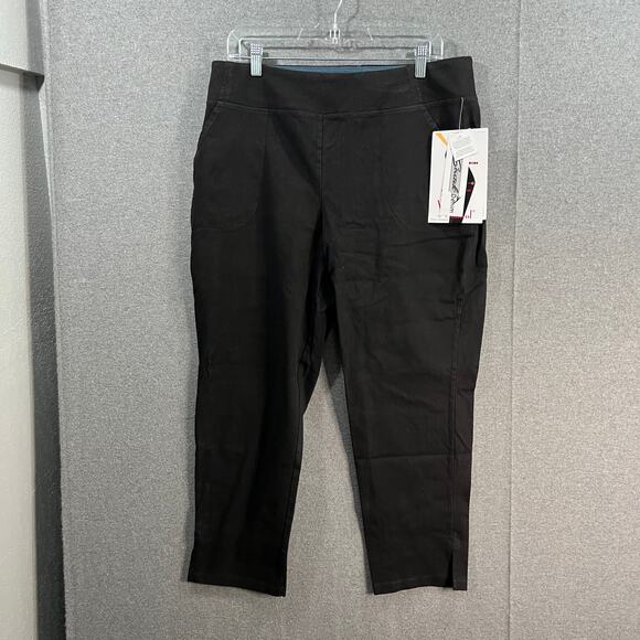 Women with Control Prime Stretch Denim Tummy Control Pant Black, Petite Large - Picture 1 of 8
